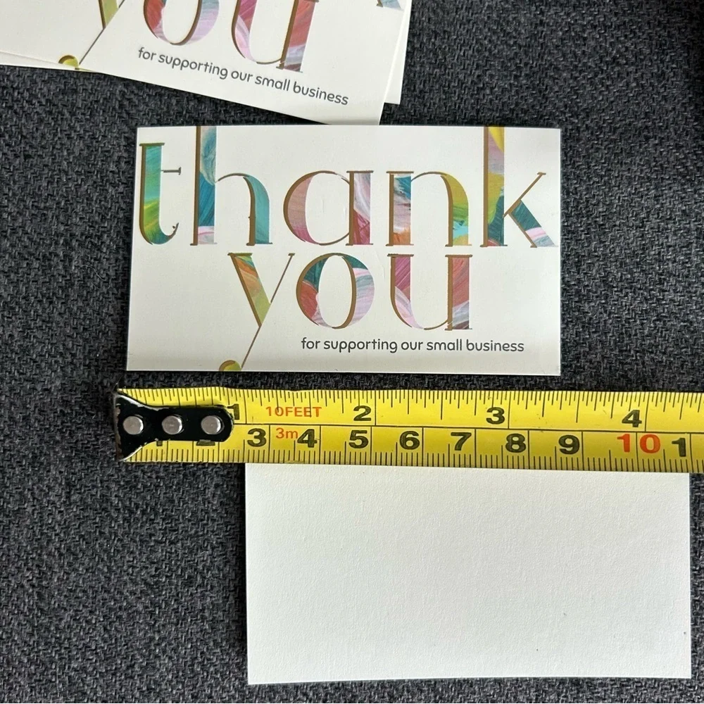 25 THANK YOU Business Cards + 25 Stickers, Starter Set, Colorful, Gold Foil